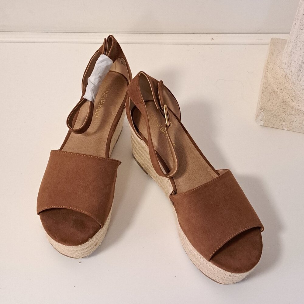 Lane Bryant Espadrille Wedge Woven Jute Platform NWOB Misses Size 9W